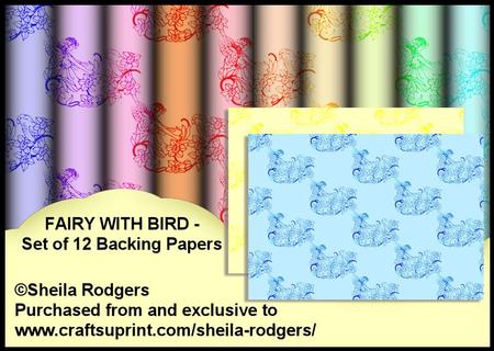 Fairy with Bird - Set of 12 Backing Papers