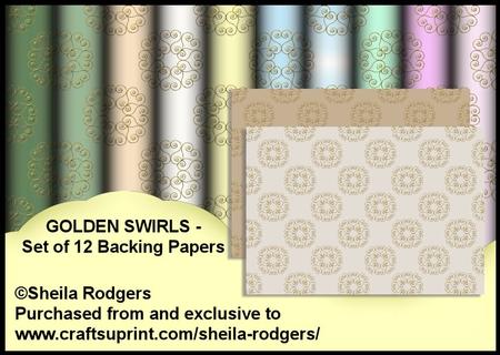 Golden Swirls - Set of 12 Backing Papers