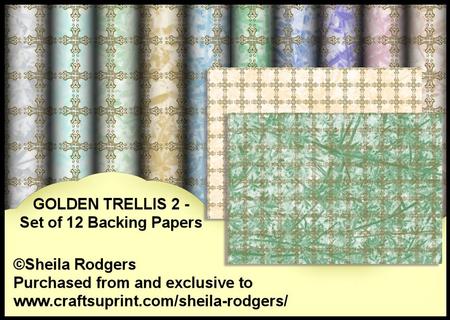 Golden Trellis 2 - Set of 12 Backing Papers
