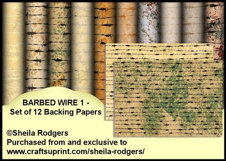 Barbed Wire 1 - Set of 12 Backing Papers