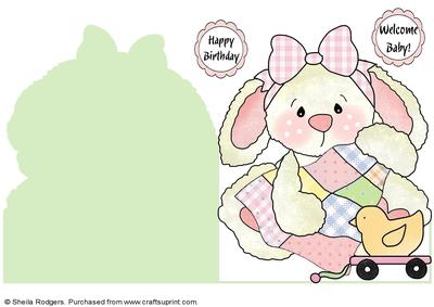 Shaped Card - Baby Girl Rabbit 1