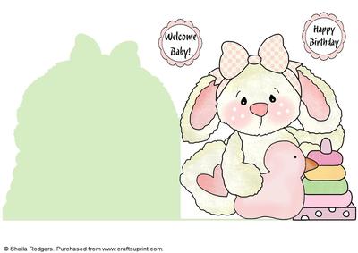 Shaped Card - Baby Girl Rabbit 2