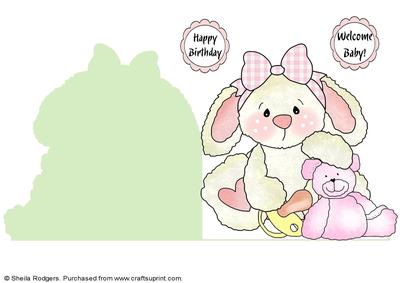 Shaped Card - Baby Girl Rabbit 3