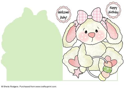 Shaped Card - Baby Girl Rabbit 4
