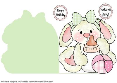 Shaped Card - Baby Girl Rabbit 5