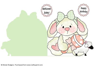 Shaped Card - Baby Girl Rabbit 6