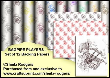 Bagpipe Player - Set of 12 Backing Papers
