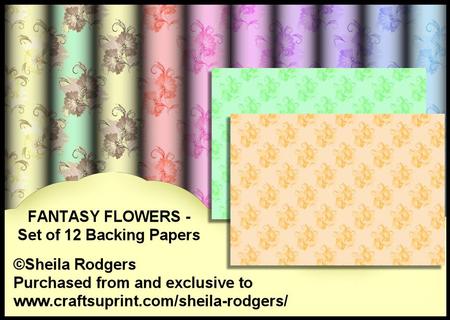 Fantasy Flowers - Set of 12 Backing Papers