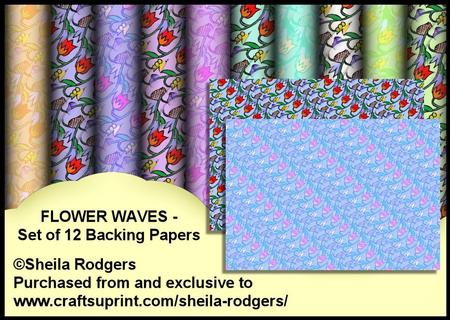 Flower Waves - Set of 12 Backing Papers