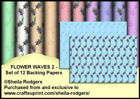Flower Waves 2 - Set of 12 Backing Papers
