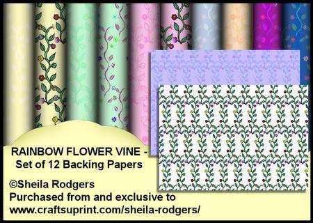 Rainbow Flower Vine - Set of 12 Backing Papers