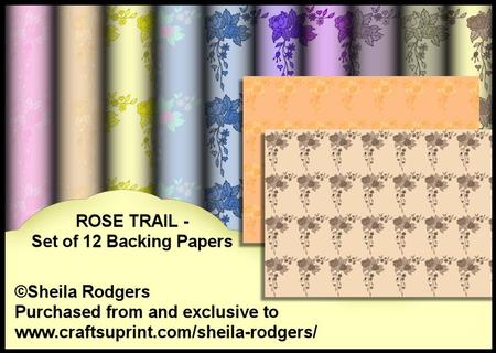 Rose Trail - Set of 12 Backing Papers