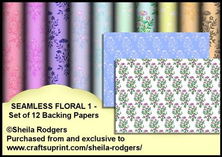 Seamless Floral 1 - Set of 12 Backing Papers