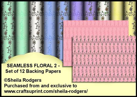 Seamless Floral 2 - Set of 12 Backing Papers