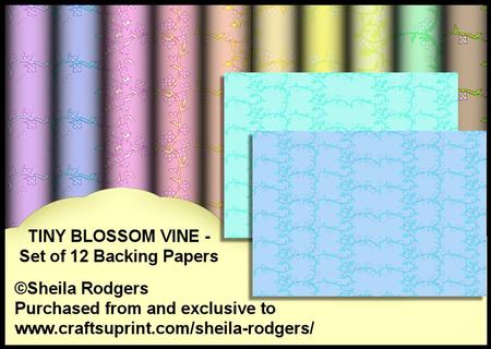 Tiny Blossom Vine - Set of 12 Backing Papers