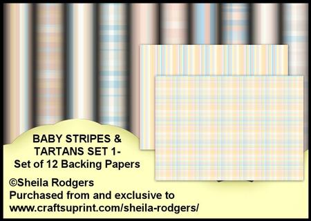 Baby Stripes & Tartans Set 1 - Set of 12 Backing Papers