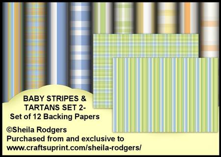 Baby Stripes & Tartans Set 2 - Set of 12 Backing Papers