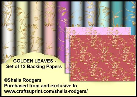 Golden Leaves - Set of 12 Backing Papers