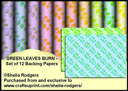 Green Leaves Burn - Set of 12 Backing Papers