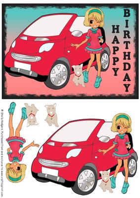Girl and Dog with Smart Car 1