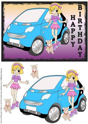 Girl and Dog with Smart Car 2