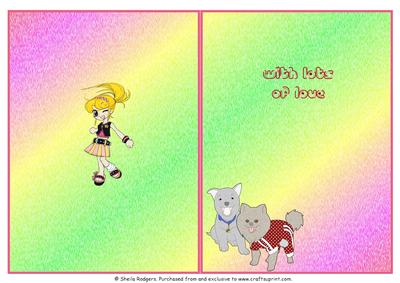 Manga Girl with Dogs and Smart Car Insert