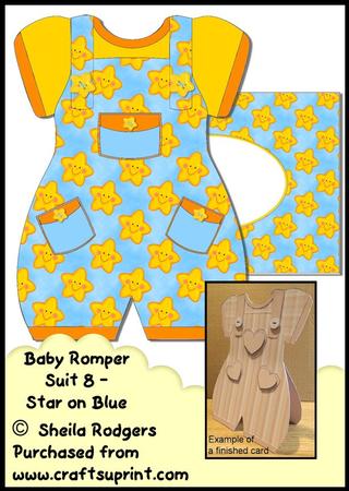 Baby Romper Suit 8 - Star on Blue