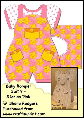 Baby Romper Suit 9 - Star on Pink