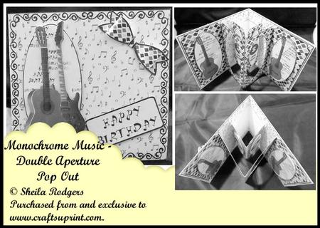 Monochrome Music - Double Aperture Pop Out Card