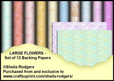 Large Flowers - Set of 12 Backing Papers