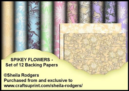 Spikey Flowers - Set of 12 Backing Papers