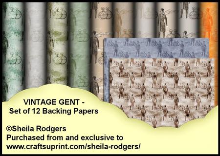 Vintage Gent - Set of 12 Backing Papers