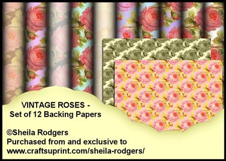 Vintage Roses - Set of 12 Backing Papers