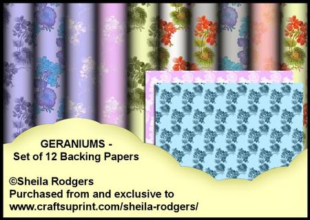 Geraniums - Set of 12 Backing Papers