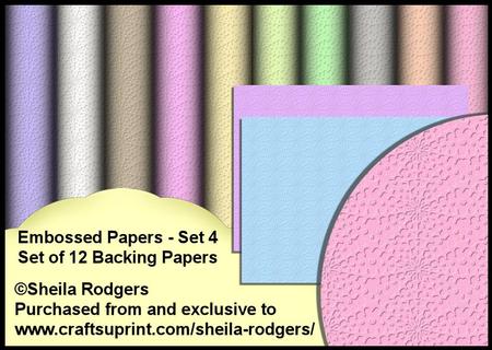 Embossed Papers - Set 4 - Set of 12 Backing Papers