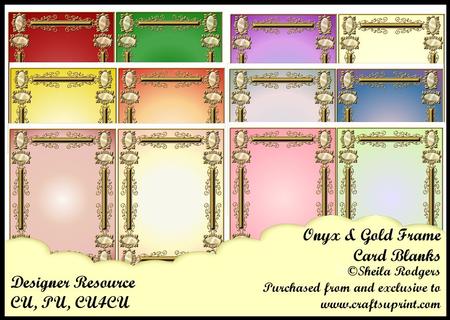 Onyx and Gold Frame Card Blanks