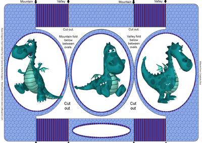 Aqua Dragon Oval Folded Pop Out Card
