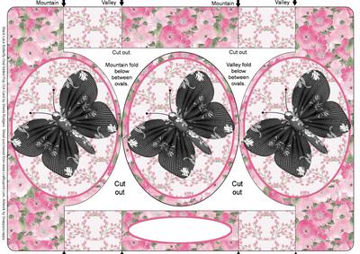 Black Lace Butterfly Oval Folded Pop Out Card