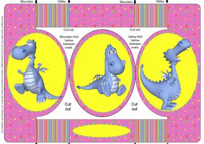 Blue Dragons Oval Folded Pop Out Cards