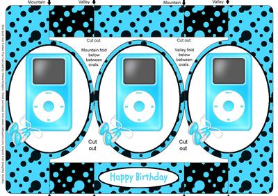Blue Ipod Oval Folded Pop Out Card