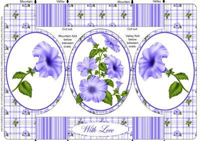 Blue Petunia Oval Folded Pop Out Card