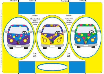 Camper Vans Oval Folded Pop Out Cards