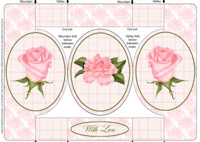 Coral Rose Oval Folded Pop Out Card