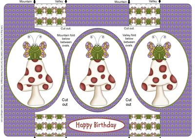 Cute Bug on a Toadstool Oval Folded Pop Out Card
