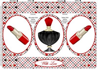 Lipstick and Perfume Oval Folded Pop Out Card