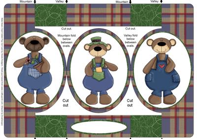 Male Bears Oval Folded Pop Out Card
