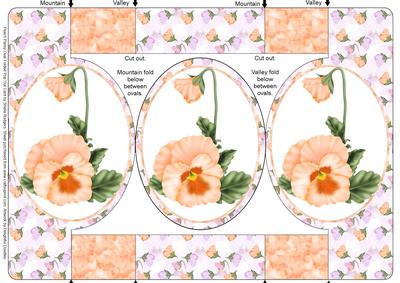 Peach Pansy Oval Folded Pop Out Card