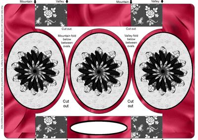 Red Satin and Black Lace Oval Folded Pop Out Card