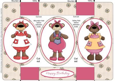 Spring Bears 1 Oval Folded Pop Out Card