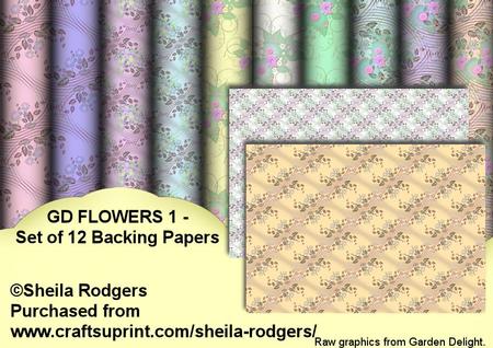 Gd Flowers 1 - Set of 12 Backing Papers
